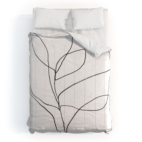 GalleryJ9 Minimalist Line Art Plant Drawing Comforter