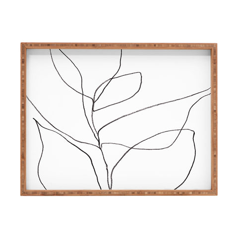 GalleryJ9 Minimalist Line Art Plant Drawing Rectangular Tray