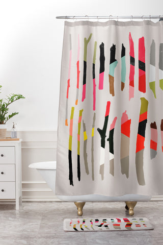Garima Dhawan Painted Twigs 1 Shower Curtain And Mat