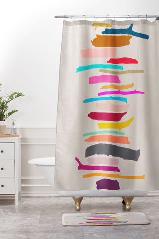 Garima Dhawan painted twigs 3 Shower Curtain And Mat