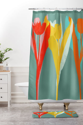 Garima Dhawan tulips 10 Shower Curtain And Mat