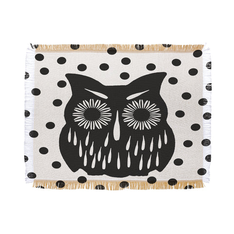Garima Dhawan Vintage Black Owl Throw Blanket