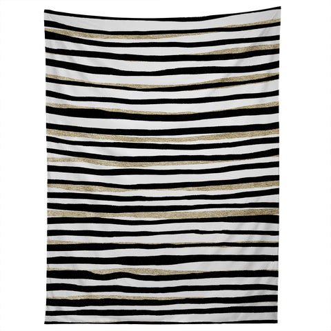 Georgiana Paraschiv Black and Gold Stripes Tapestry