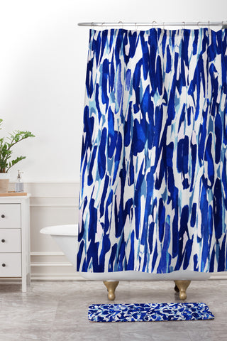Georgiana Paraschiv Blue Shades Shower Curtain And Mat