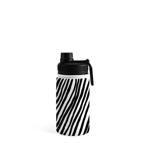 Georgiana Paraschiv Diagonal Stripes Black Water Bottle