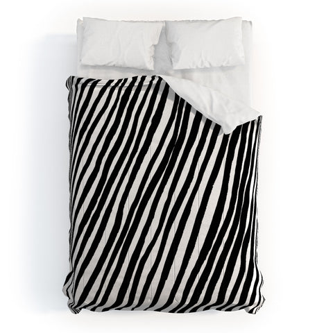 Georgiana Paraschiv Diagonal Stripes Black Comforter