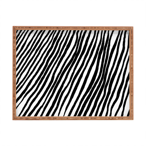 Georgiana Paraschiv Diagonal Stripes Black Rectangular Tray