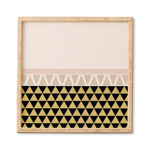 Georgiana Paraschiv Gold Triangles on Black Framed Wall Art