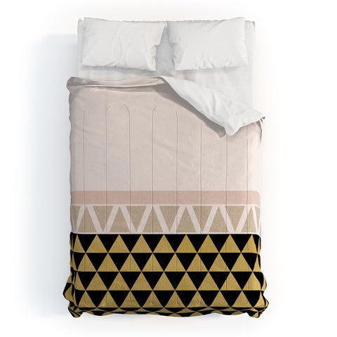 Georgiana Paraschiv Gold Triangles on Black Comforter