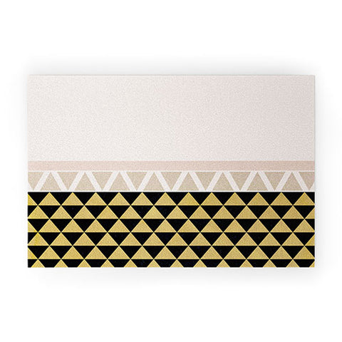Georgiana Paraschiv Gold Triangles on Black Welcome Mat