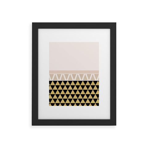Georgiana Paraschiv Gold Triangles on Black Framed Art Print