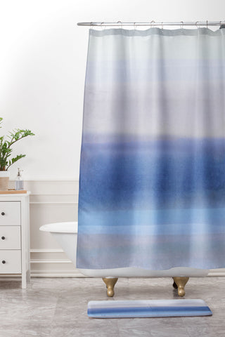 Georgiana Paraschiv In Blue Sunset Shower Curtain And Mat