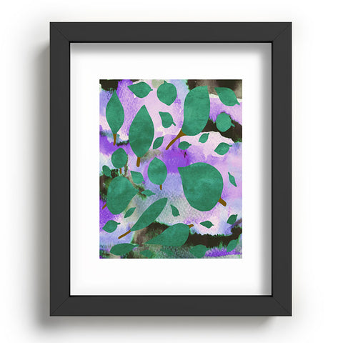 Georgiana Paraschiv Leaves Green And Purple Recessed Framing Rectangle