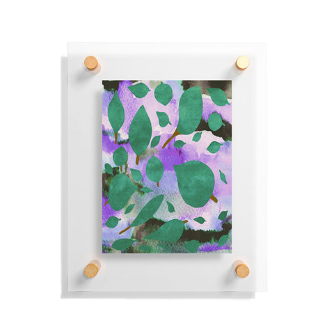 Georgiana Paraschiv Leaves Green And Purple Floating Acrylic Print
