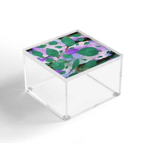 Georgiana Paraschiv Leaves Green And Purple Acrylic Box