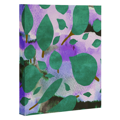 Georgiana Paraschiv Leaves Green And Purple Art Canvas