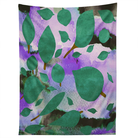 Georgiana Paraschiv Leaves Green And Purple Tapestry