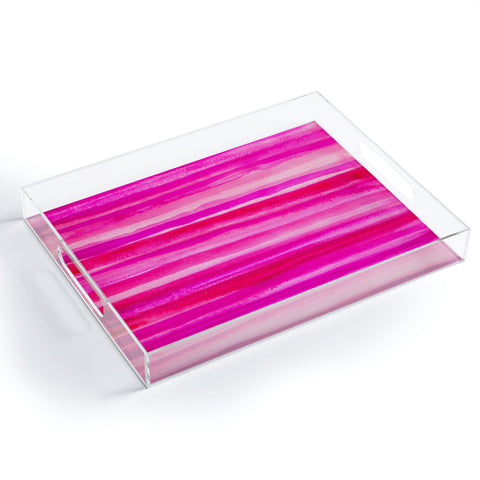 Georgiana Paraschiv Raspberry Stripes Acrylic Tray