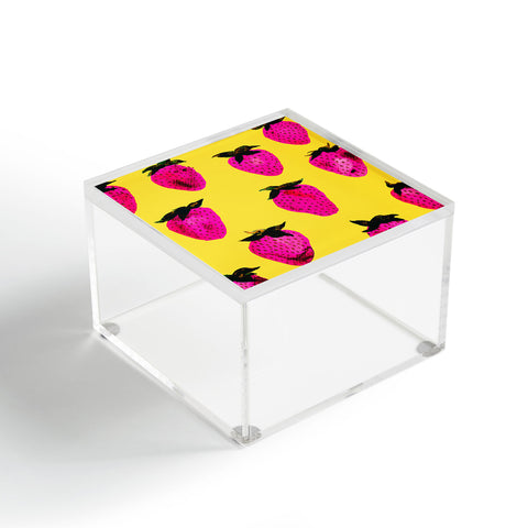 Georgiana Paraschiv Strawberries Yellow and Pink Acrylic Box