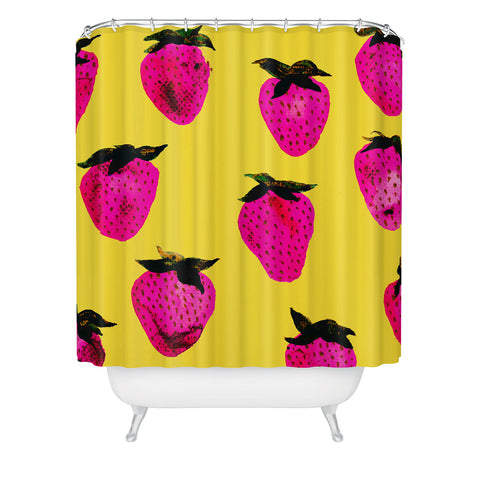 Georgiana Paraschiv Strawberries Yellow and Pink Shower Curtain