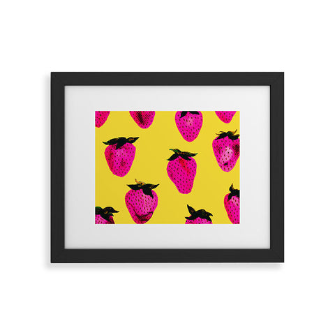 Georgiana Paraschiv Strawberries Yellow and Pink Framed Art Print