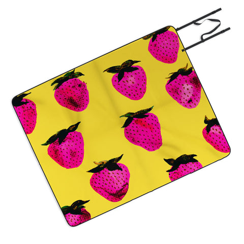 Georgiana Paraschiv Strawberries Yellow and Pink Picnic Blanket