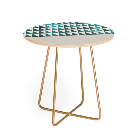 Georgiana Paraschiv Teal Triangles Round Side Table