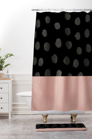 Georgiana Paraschiv Textured Dots Shower Curtain And Mat