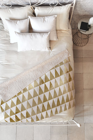 Georgiana Paraschiv Triangle Pattern Gold Fleece Throw Blanket
