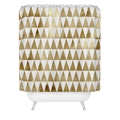 Georgiana Paraschiv Triangle Pattern Gold Shower Curtain