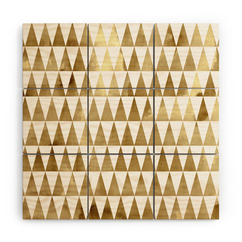 Georgiana Paraschiv Triangle Pattern Gold Wood Wall Mural