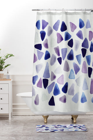 Georgiana Paraschiv Watercolor Triangles Shower Curtain And Mat