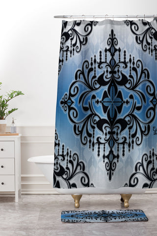Gina Rivas Design Blue Romance Shower Curtain And Mat