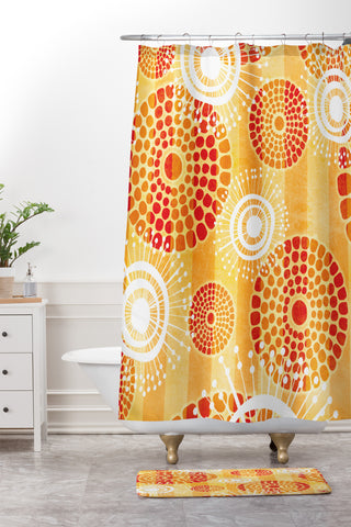 Gina Rivas Design Festive Batik Shower Curtain And Mat