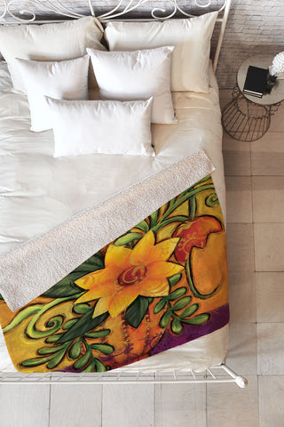 Gina Rivas Design Floral 7 Fleece Throw Blanket
