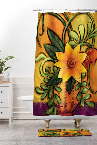Gina Rivas Design Floral 7 Shower Curtain And Mat