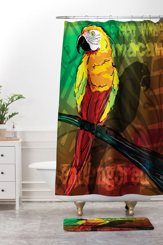 Gina Rivas Design Parrot Shower Curtain And Mat