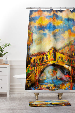 Ginette Fine Art 16 Railto Bridge Shower Curtain And Mat