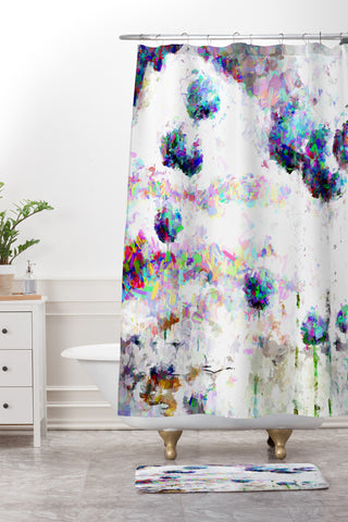 Ginette Fine Art Abstract Allium Magic Shower Curtain And Mat