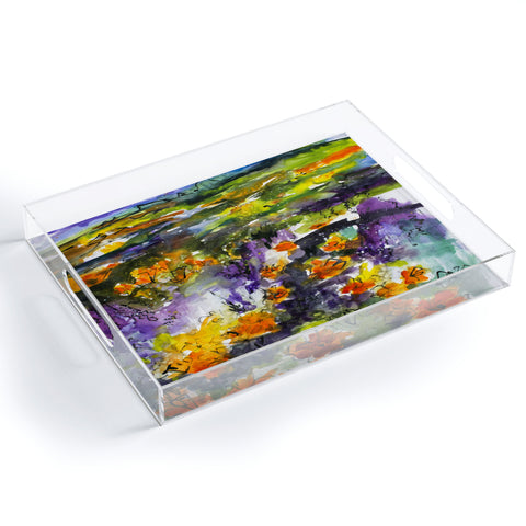 Ginette Fine Art Abstract California Poppies Acrylic Tray