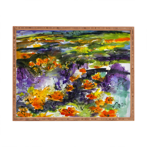 Ginette Fine Art Abstract California Poppies Rectangular Tray