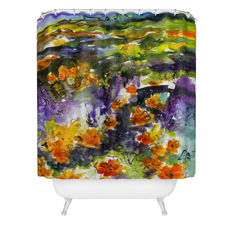Ginette Fine Art Abstract California Poppies Shower Curtain