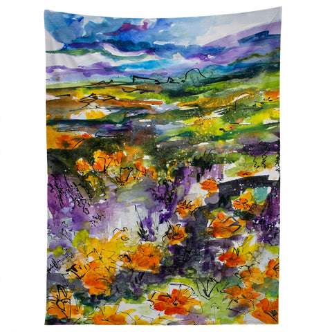 Ginette Fine Art Abstract California Poppies Tapestry