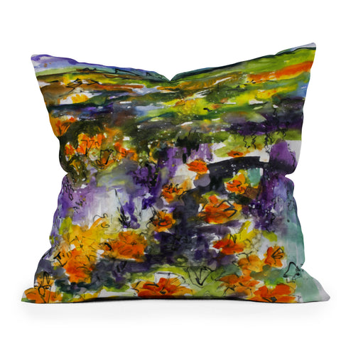Ginette Fine Art Abstract California Poppies Throw Pillow