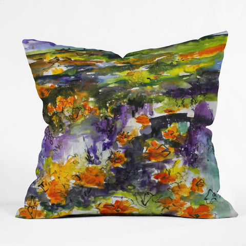 Ginette Fine Art Abstract California Poppies Outdoor Throw Pillow