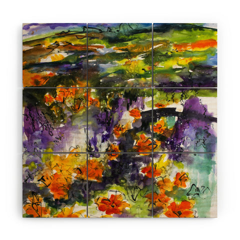 Ginette Fine Art Abstract California Poppies Wood Wall Mural