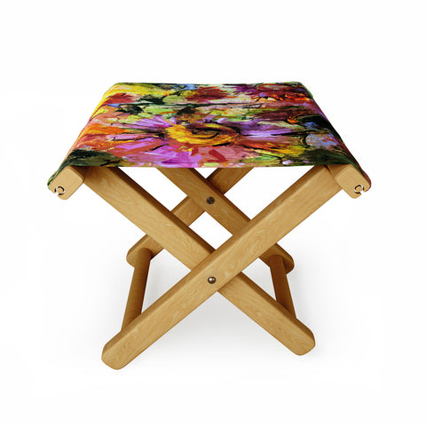 Ginette Fine Art Abstract Echinacea Flowers Folding Stool