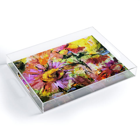 Ginette Fine Art Abstract Echinacea Flowers Acrylic Tray