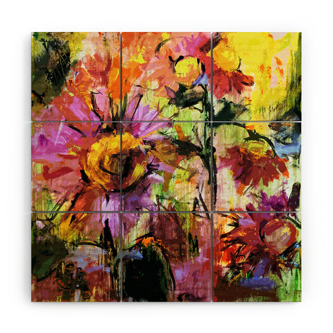 Ginette Fine Art Abstract Echinacea Flowers Wood Wall Mural