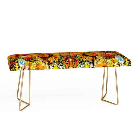 Ginette Fine Art Abstract Sunflowers Bench